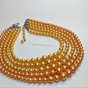 Vintage Yellow & Orange Faux Pearl Necklace
